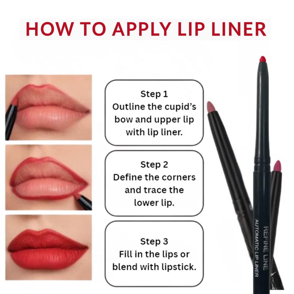 Lip liner defining lipstick shape