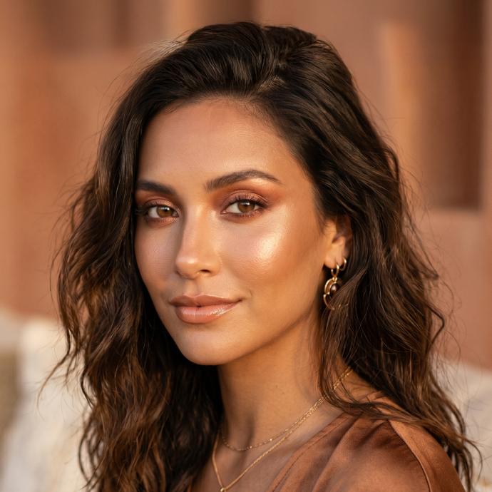 Warm bronzer applied for glow