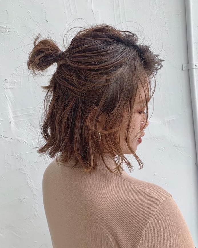 Casual everyday half up bun