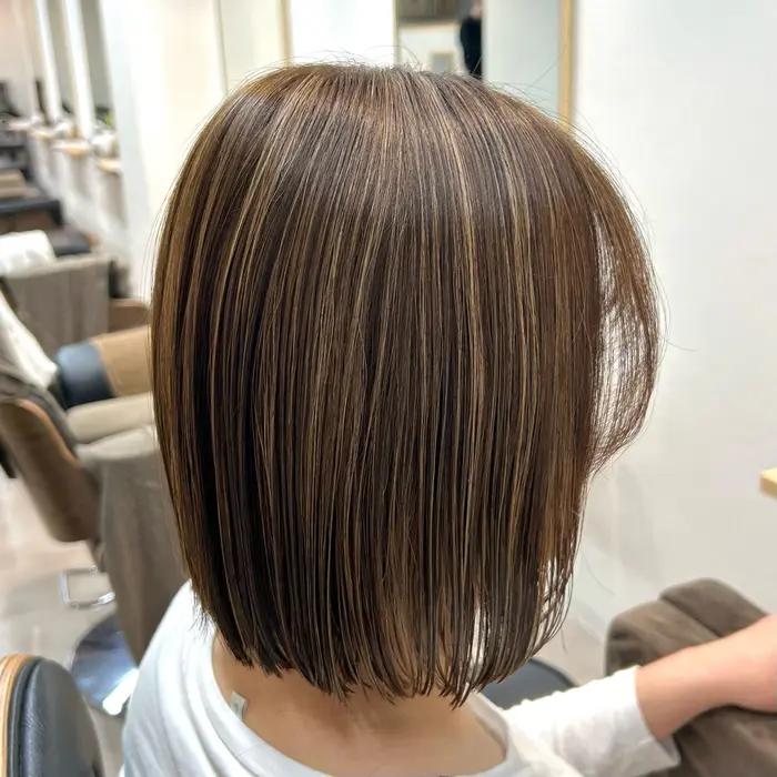 Classic brown bob with beige highlights
