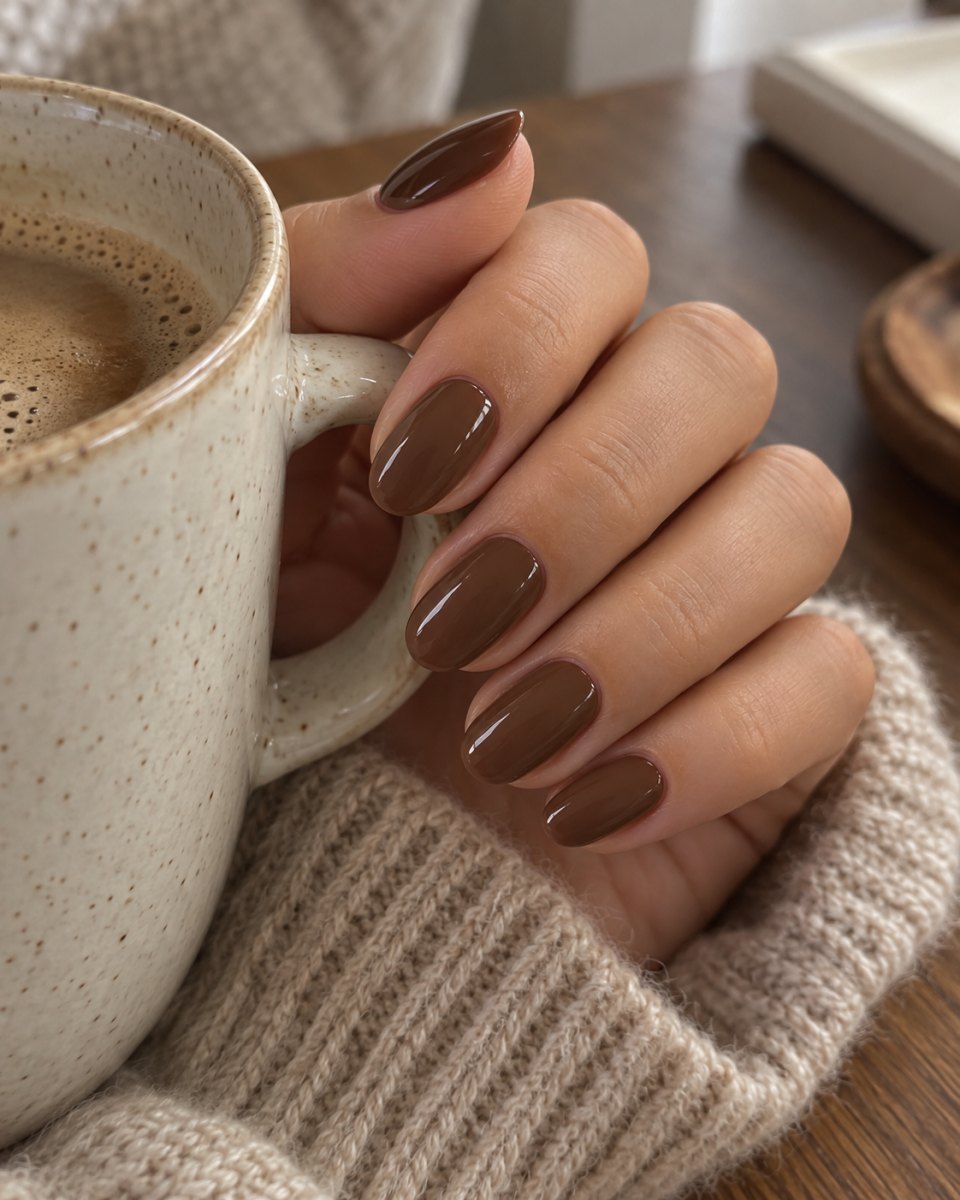 Classic coffee brown manicure