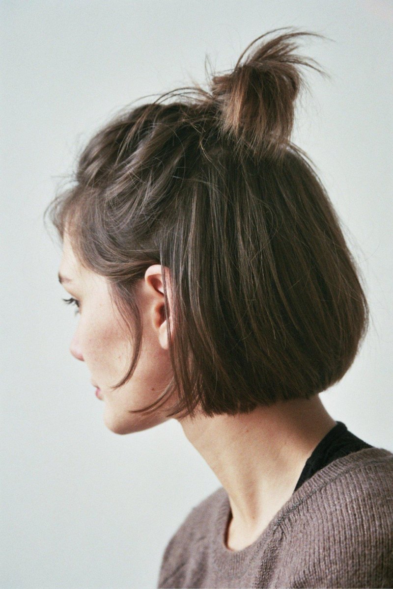 French Bob with Small Bun Ideas for Chic Short Hair