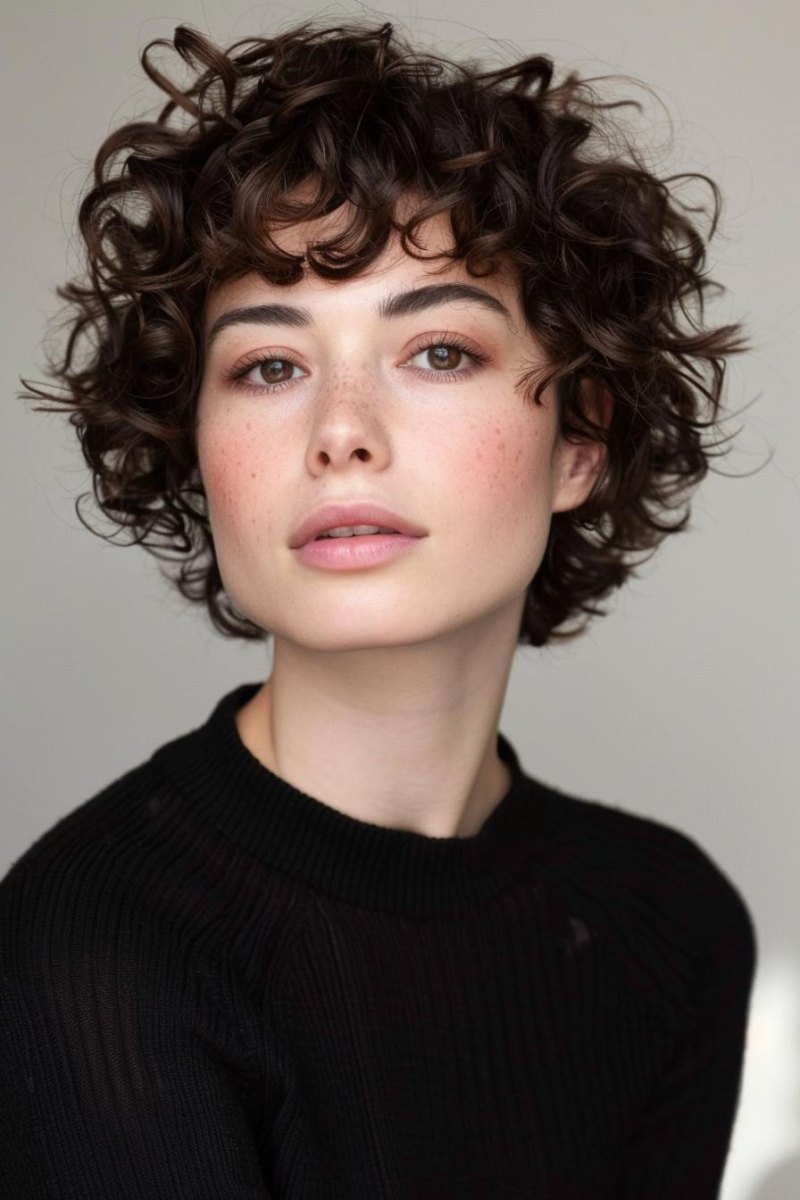 Curly bixie for oval face
