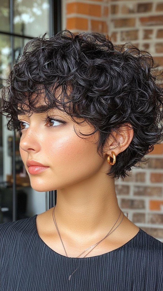 Curly bixie for round face