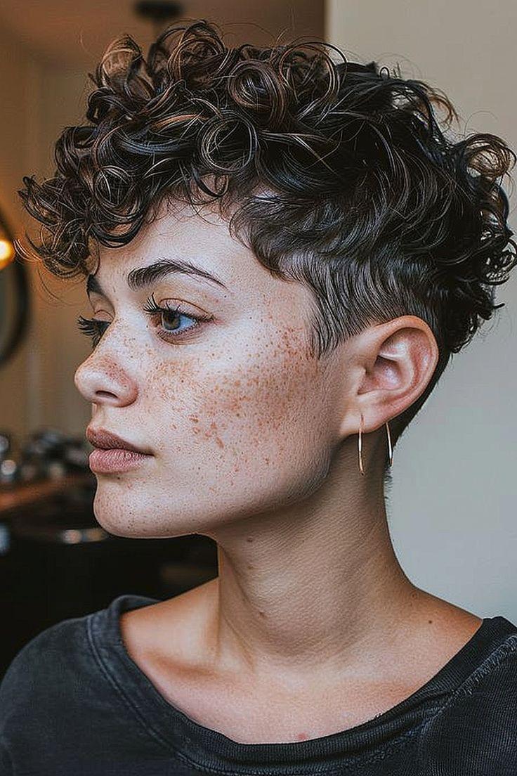 Curly bixie undercut details