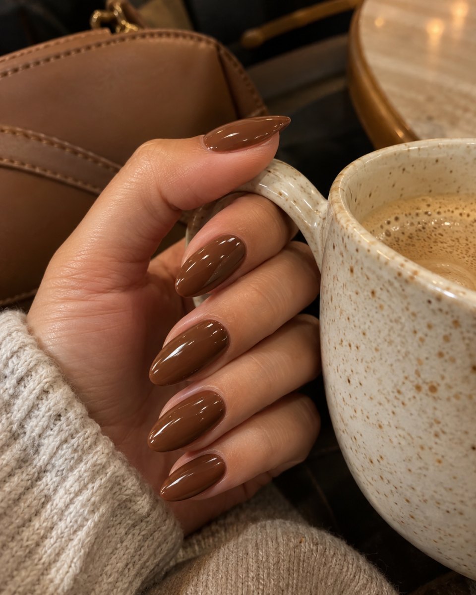 Earthy brown ombre nails