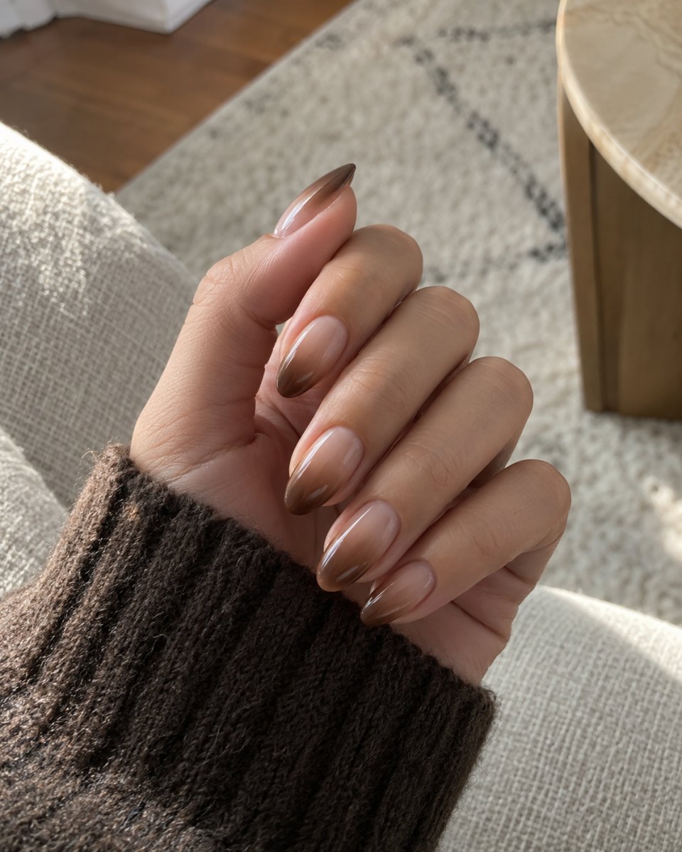 Elegant espresso brown nails