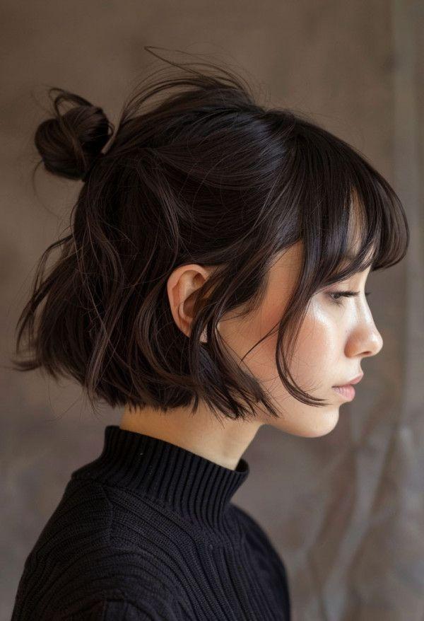French bob curtain bangs knot