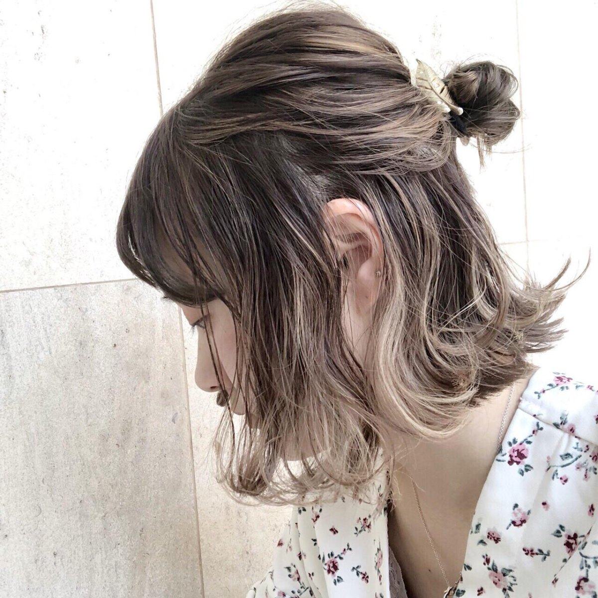 Half up bun with hair clips