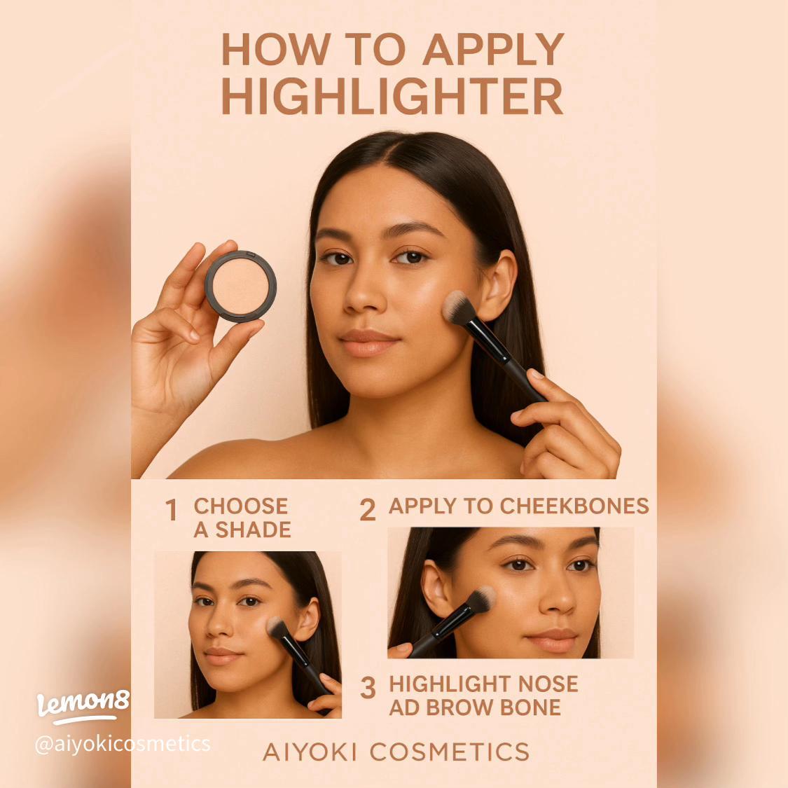 Highlighter on cheekbones makeup glow