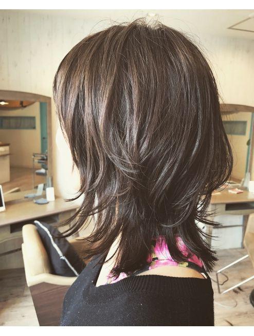 Layered medium wolf cut shape