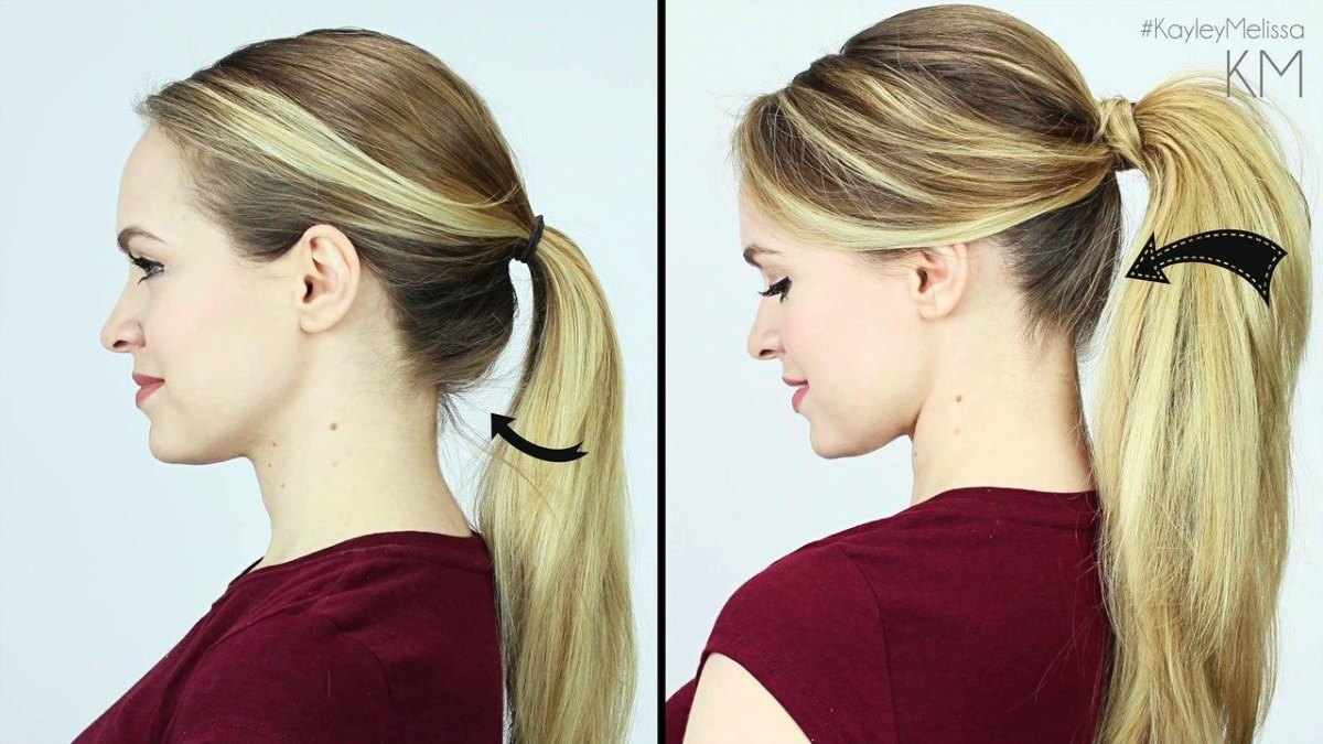 Low ponytail lifted with hidden hair ties