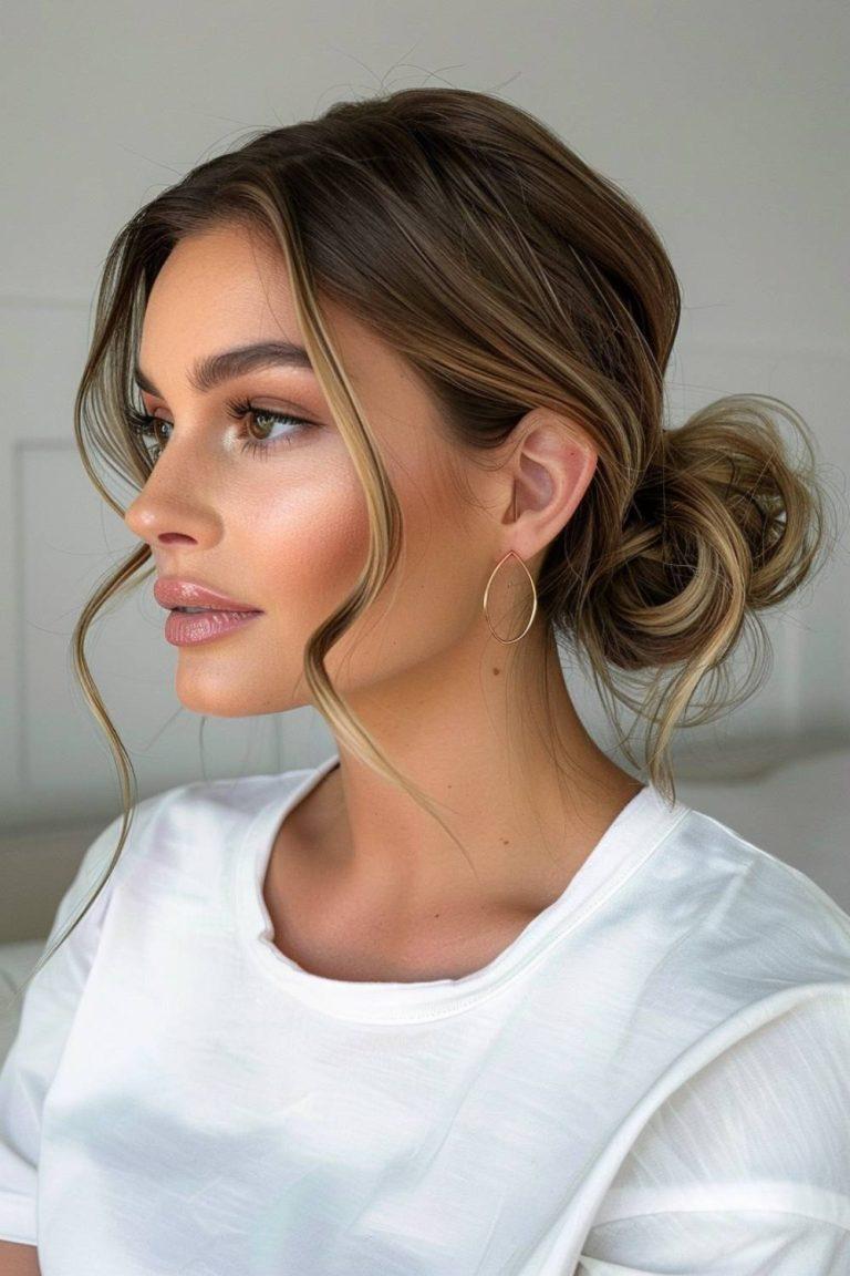 Low textured 90s updo