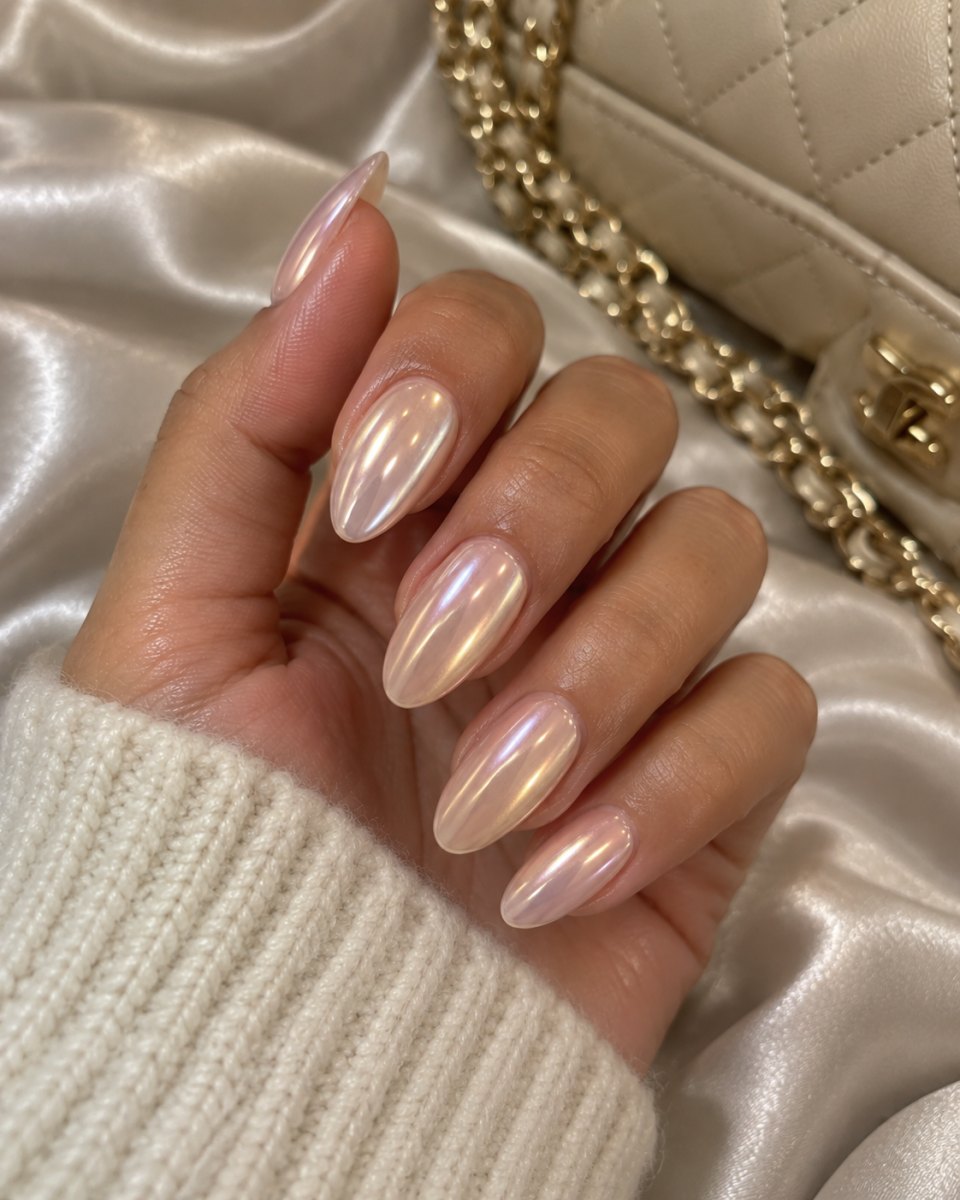 Classic natural Hailey Bieber glazed donut french tips