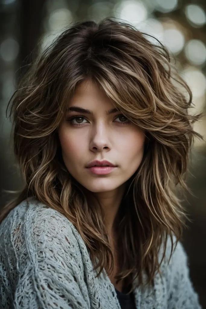 Voluminous medium wolf cut