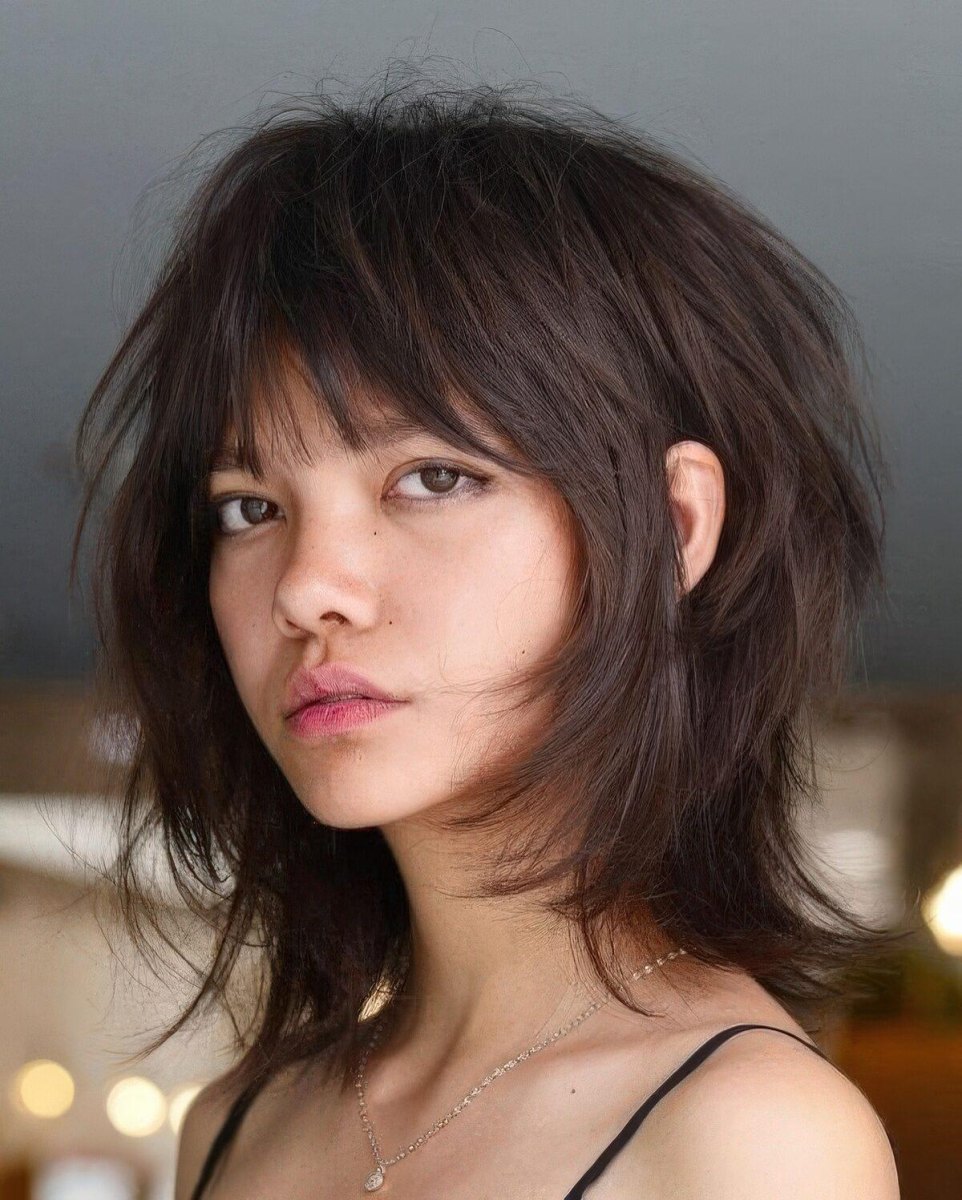 Wolf cut with wispy bangs