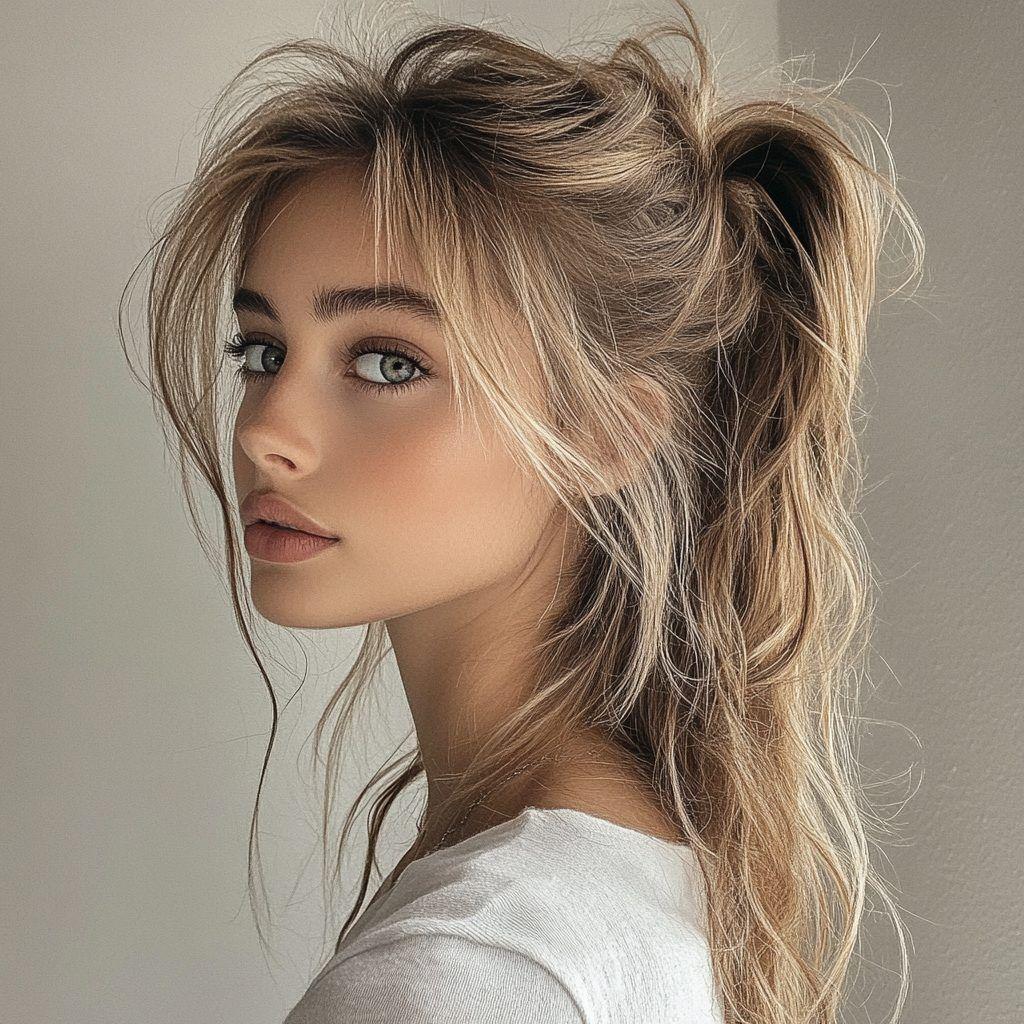 90s messy ponytail updo
