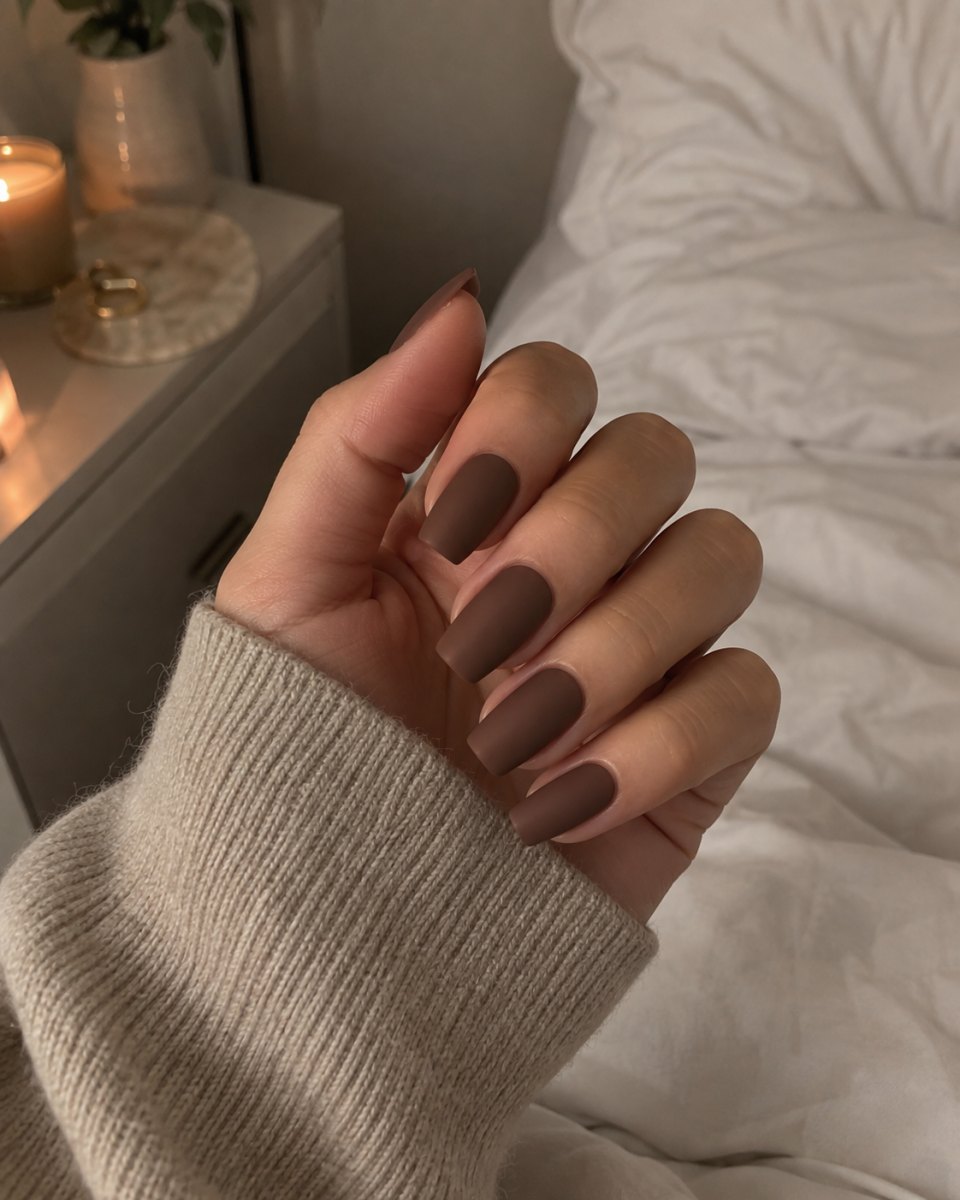 Minimal nude brown nails