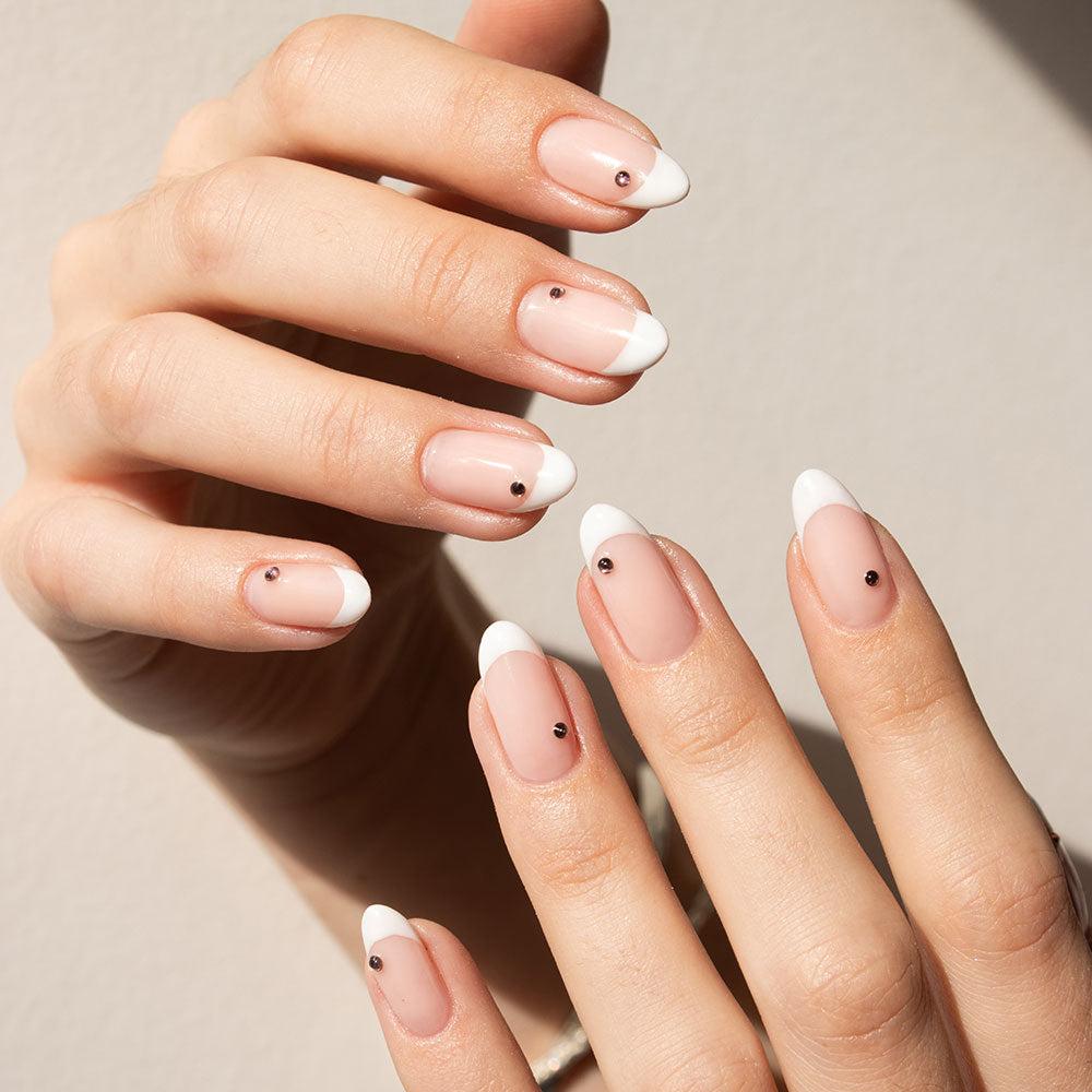 Minimalist gemstone French manicure