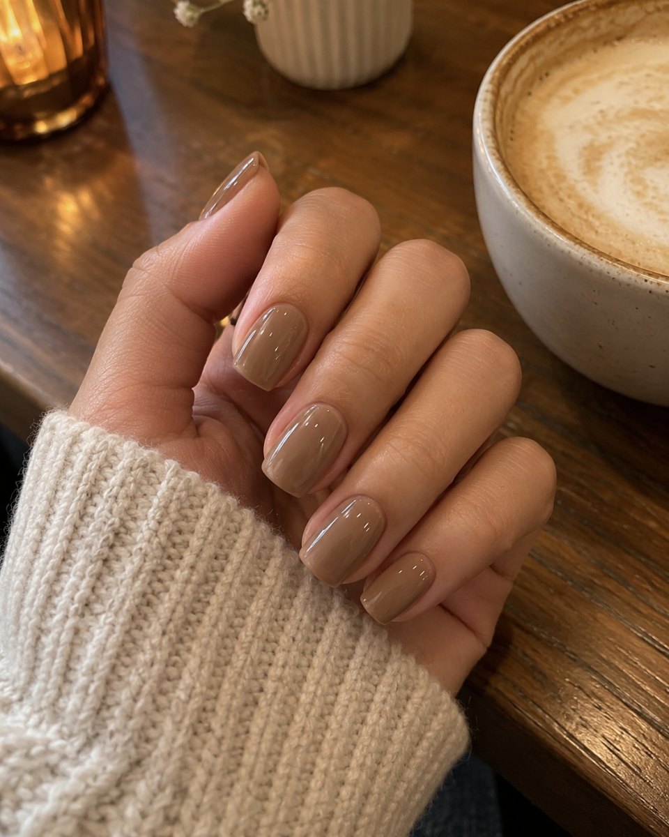 Mocha beige neutral manicure
