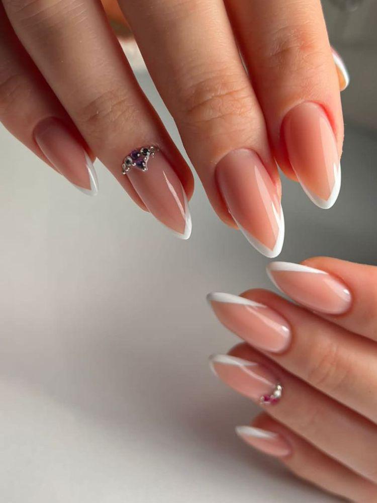 Modern gemstone French manicure