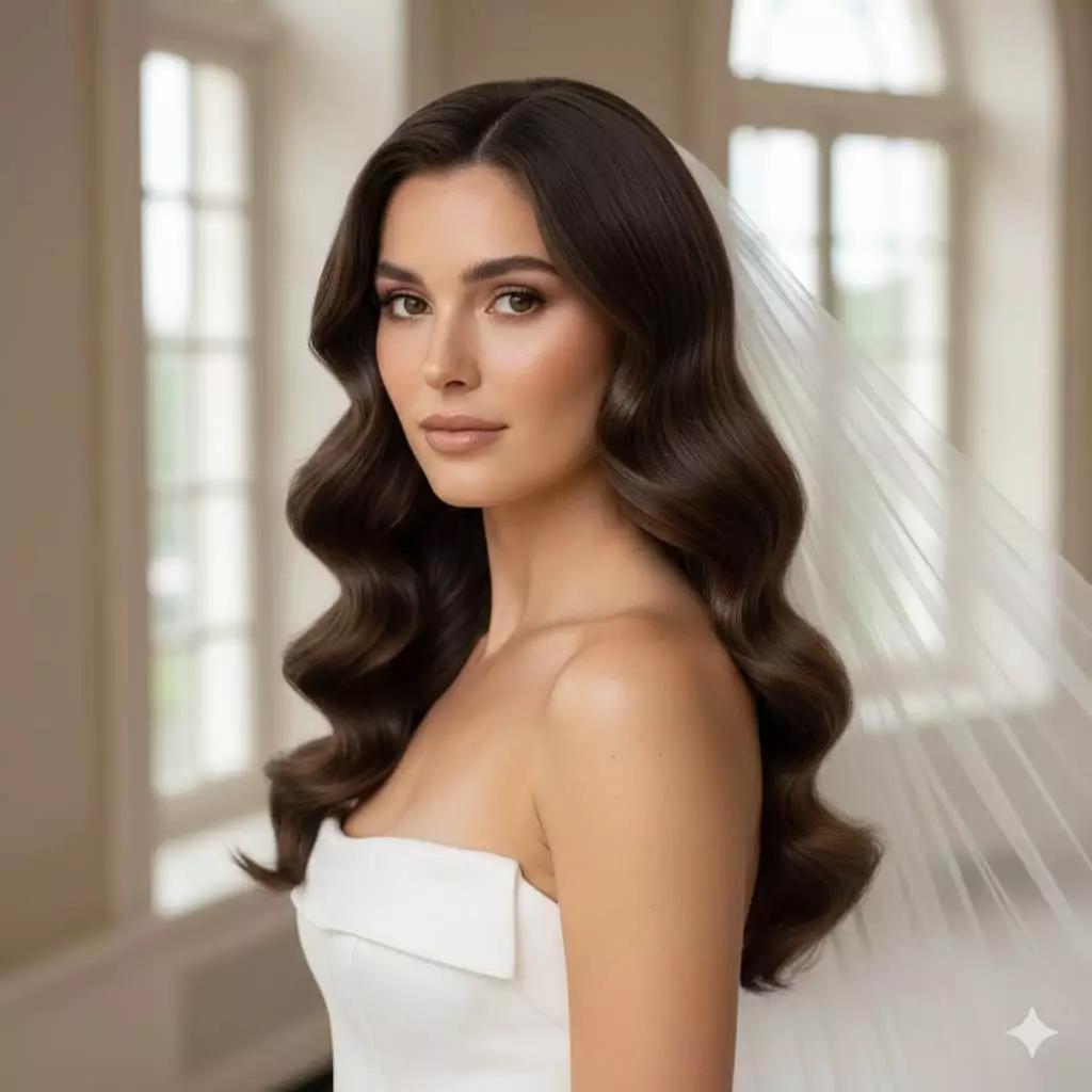Modern bridal Hollywood waves