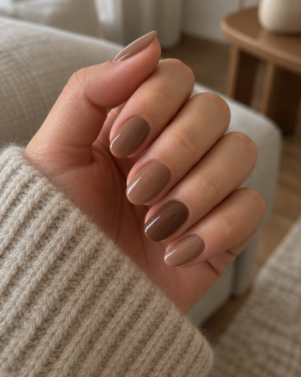 Modern neutral brown nails
