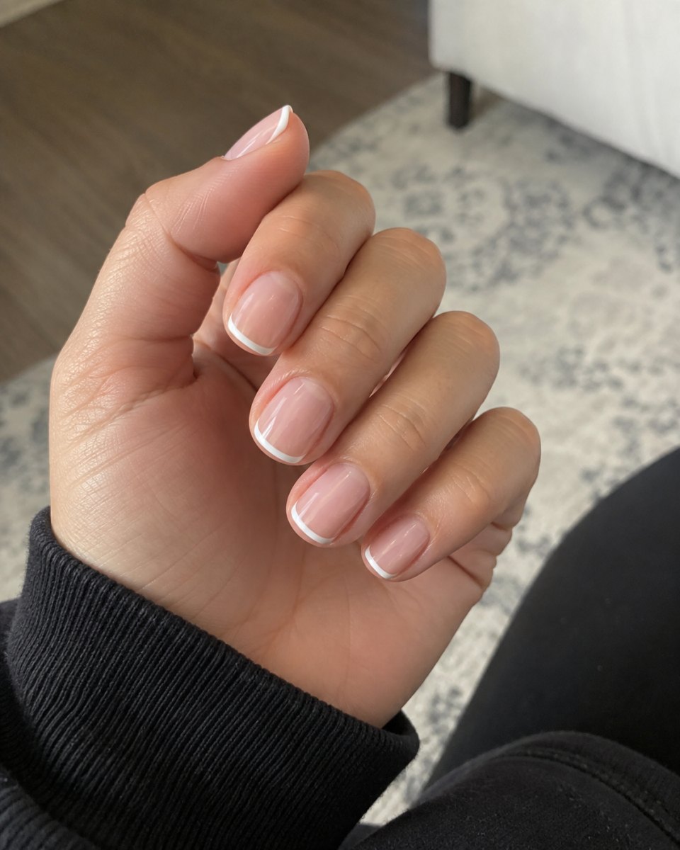 Pink pearl Hailey Bieber glazed donut french tips design