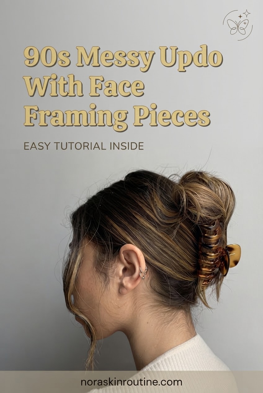 90s Messy Updo With Face Framing Pieces