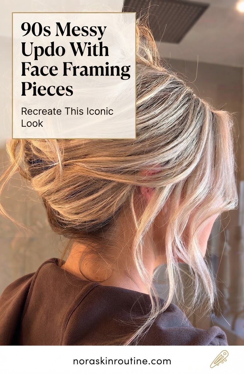 90s Messy Updo With Face Framing Pieces