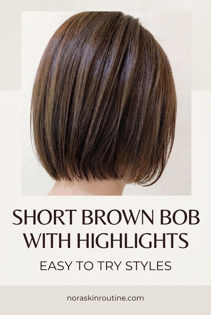 Short Brown Bob with Highlights