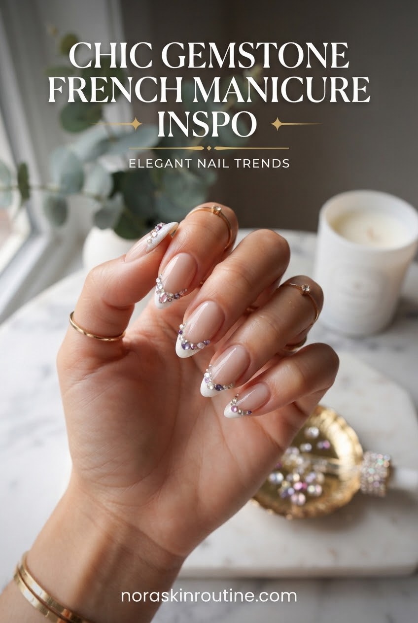 Chic Gemstone French Manicure Inspo