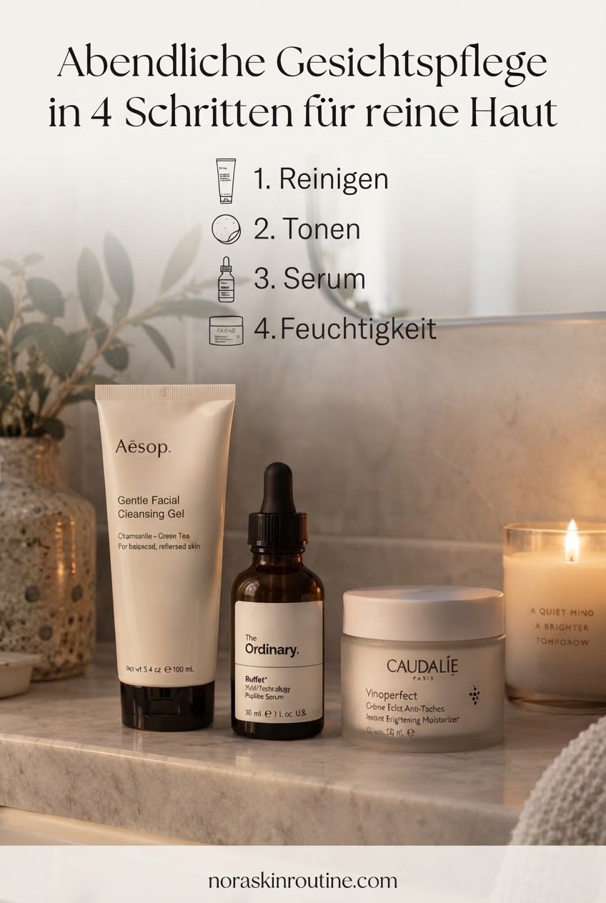 Abendliche Gesichtspflege in 4 Schritten für reine Haut