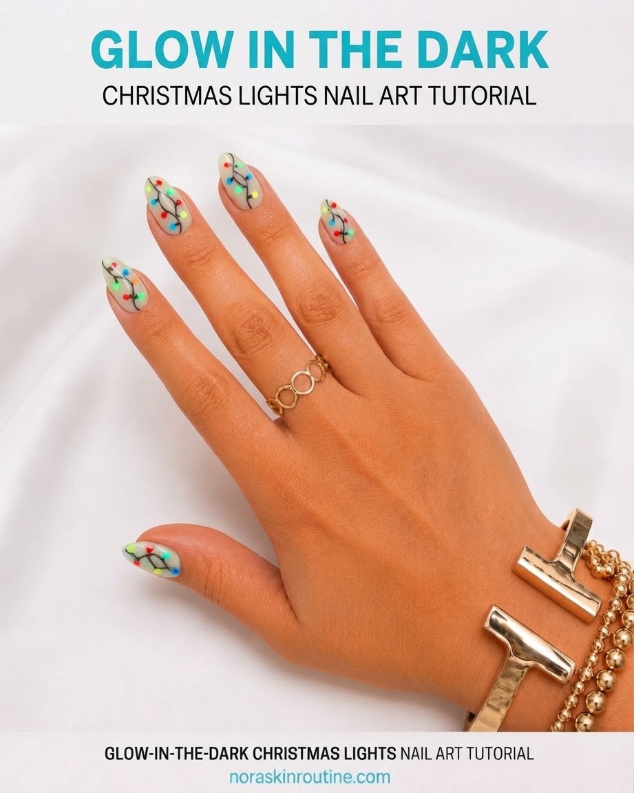 Glow In The Dark Christmas Lights Nail Art Tutorial