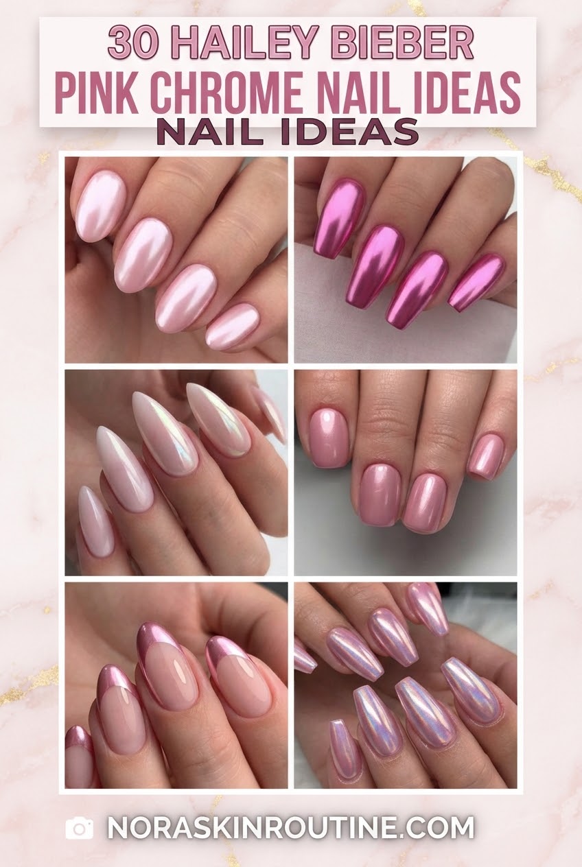 30 Hailey Bieber Pink Chrome Nail Ideas