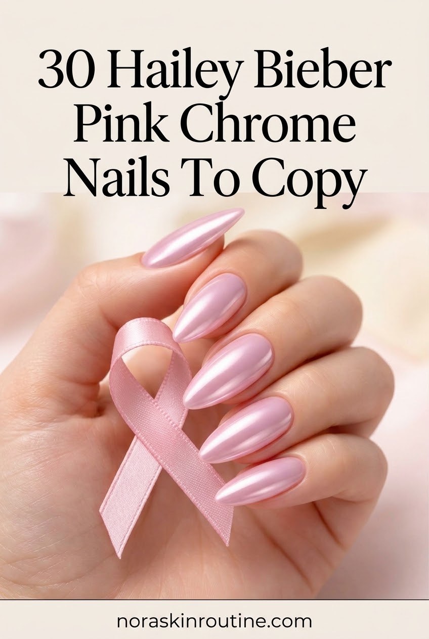 30 Hailey Bieber Pink Chrome Nails To Copy