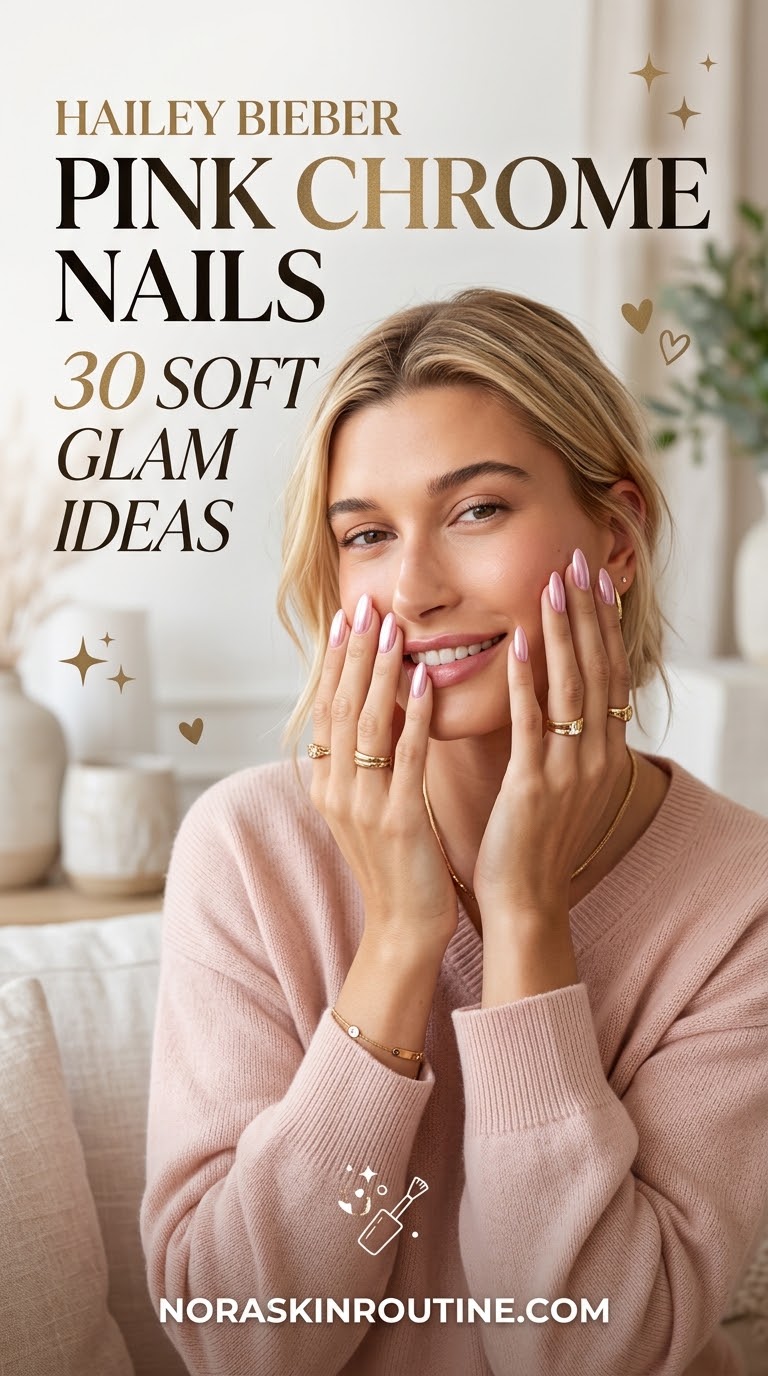 Hailey Bieber Pink Chrome Nails: 30 Soft Glam Ideas