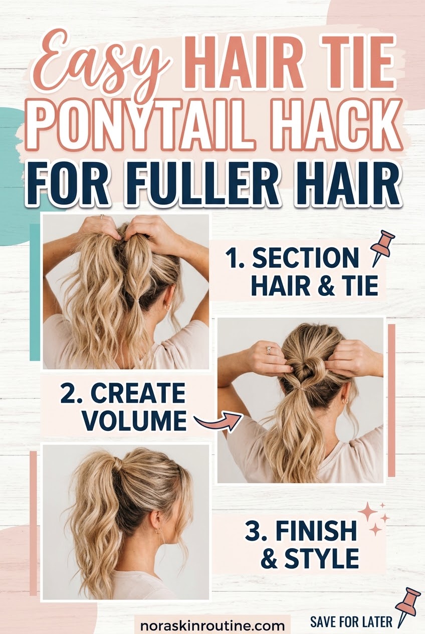 Easy Hair Tie Ponytail Hack for Fuller Hair