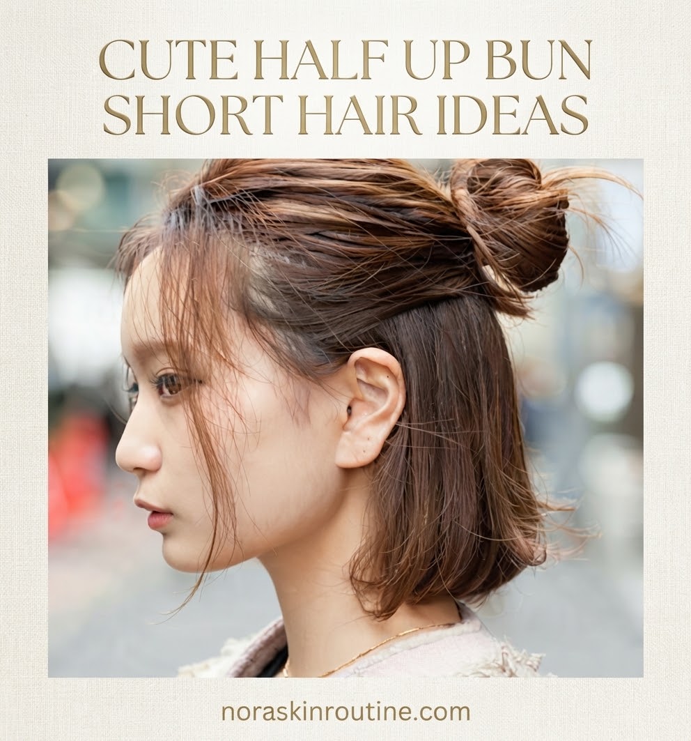 Cute Half Up Bun Short Hair Ideas