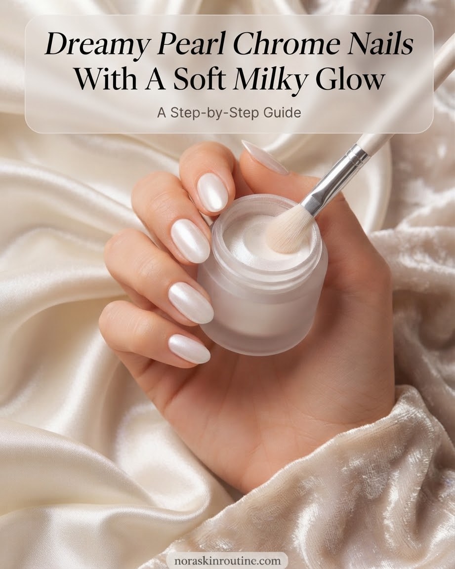 Dreamy Pearl Chrome Nails With A Soft Milky Glow