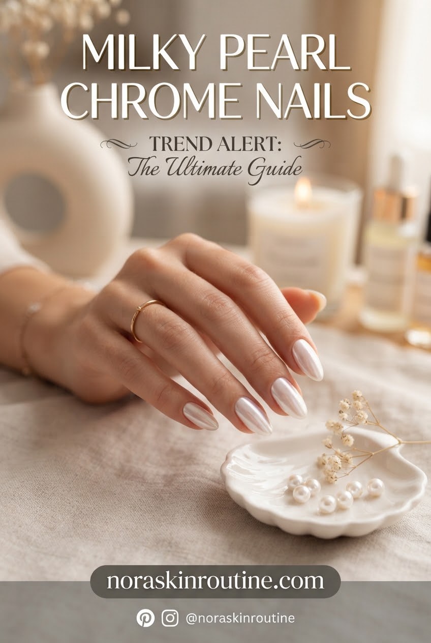 Milky Pearl Chrome Nails