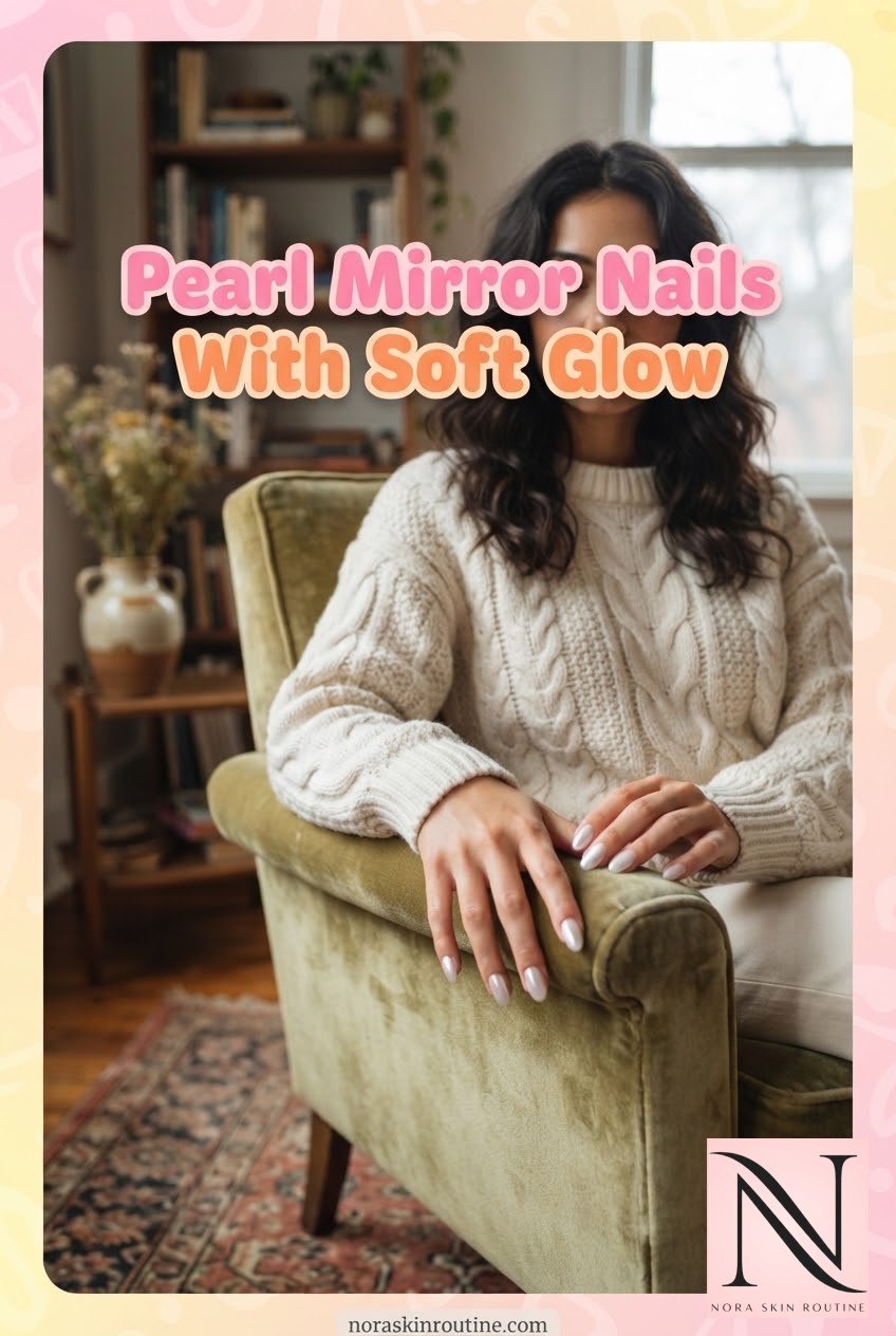 Pearl Mirror Nails With Soft Glow