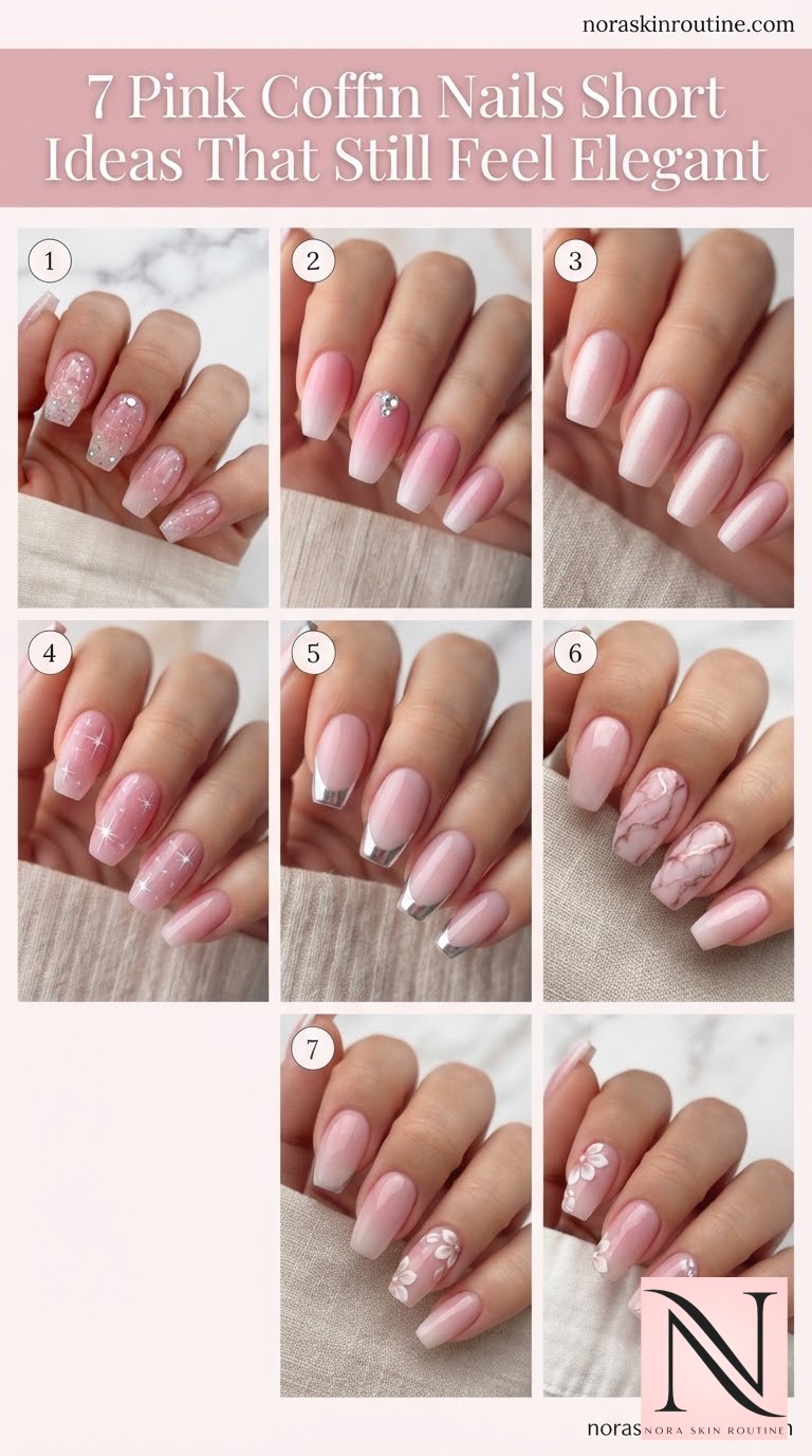 7 Pink Coffin Nails Short Ideas That Still Feel Elegant