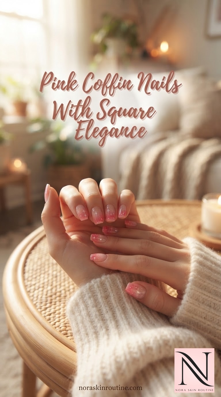 Pink Coffin Nails With Square Elegance