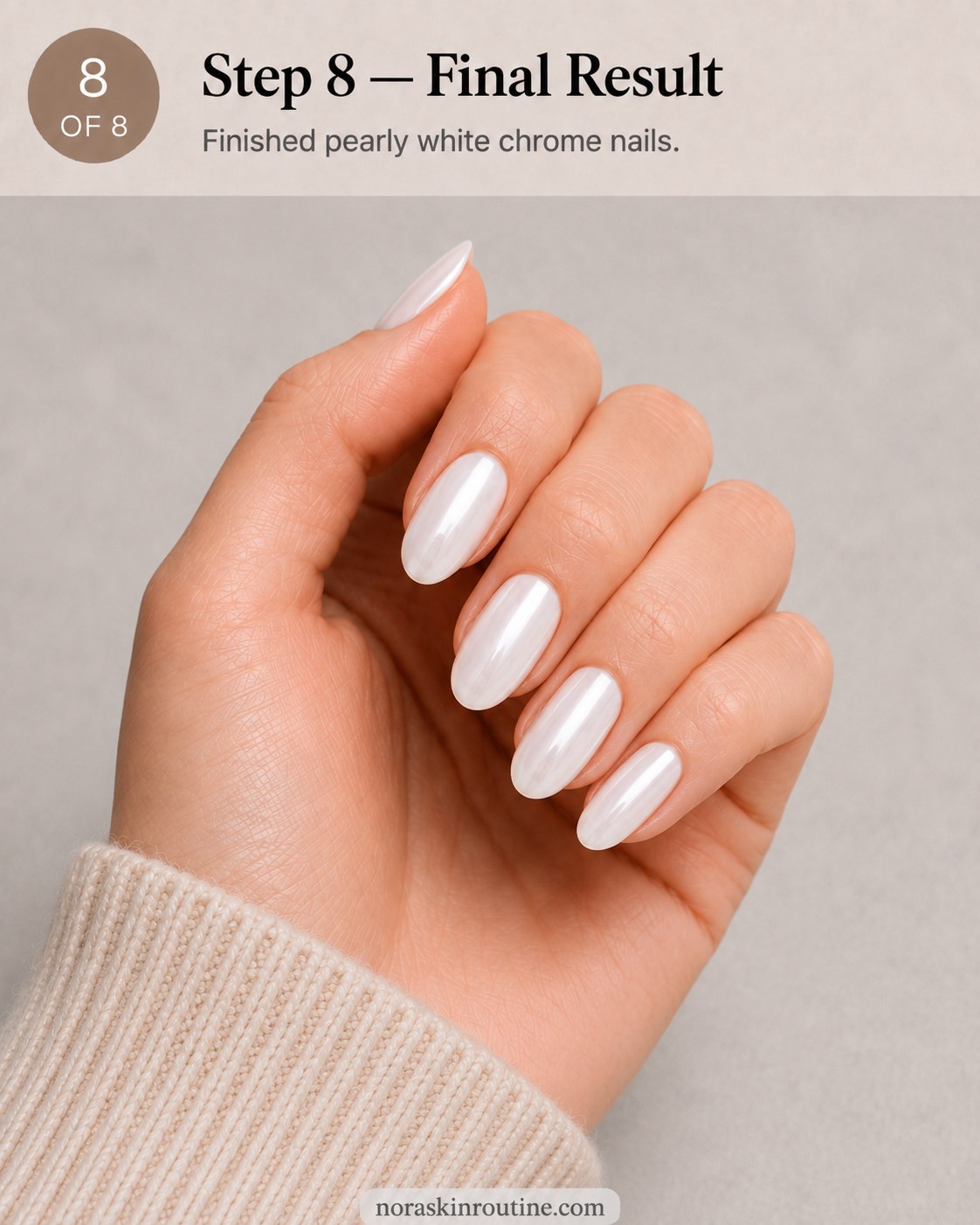 Pearl Chrome Nails - A Milky White Manicure With A Soft Glow