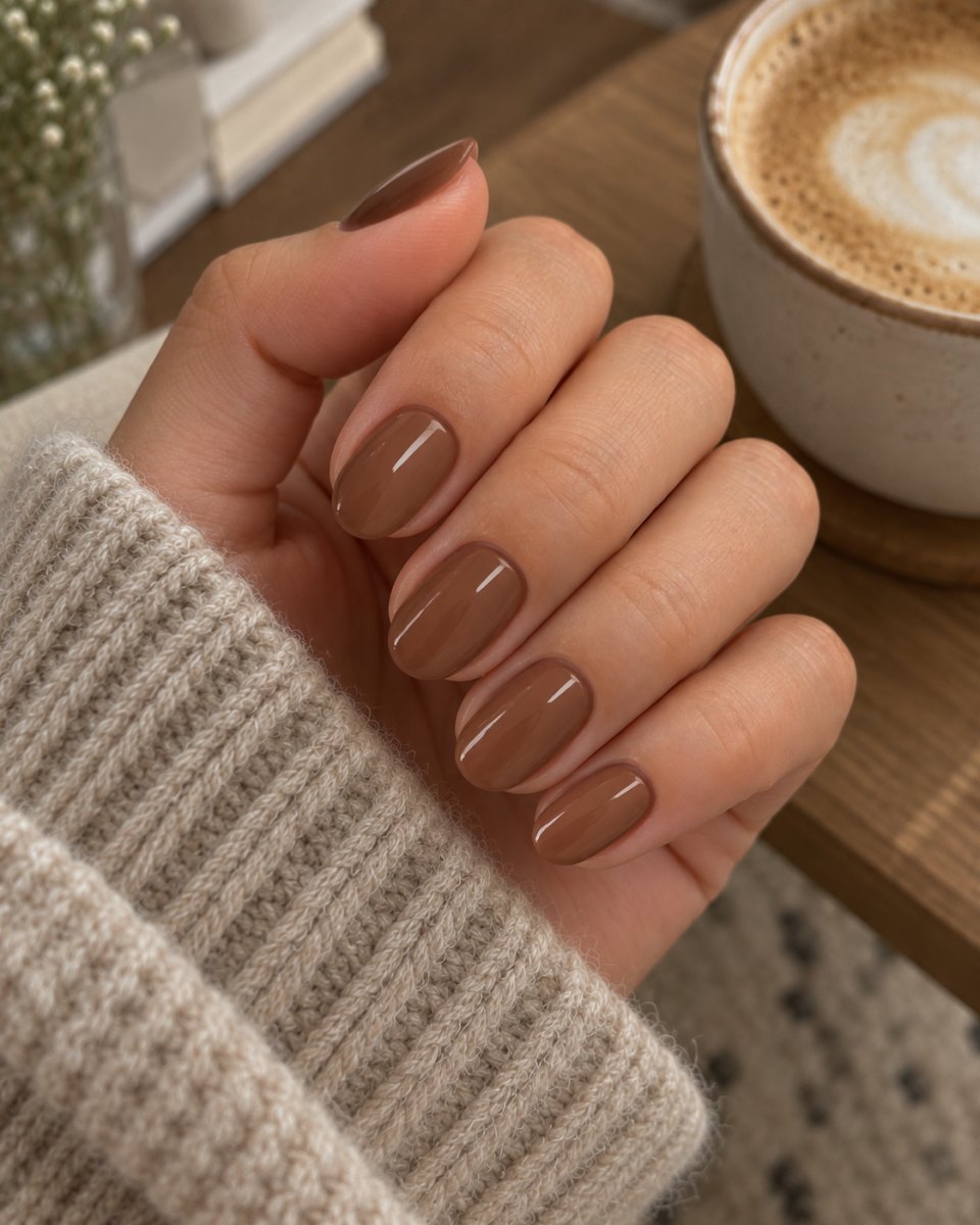 Polished hazelnut brown nails