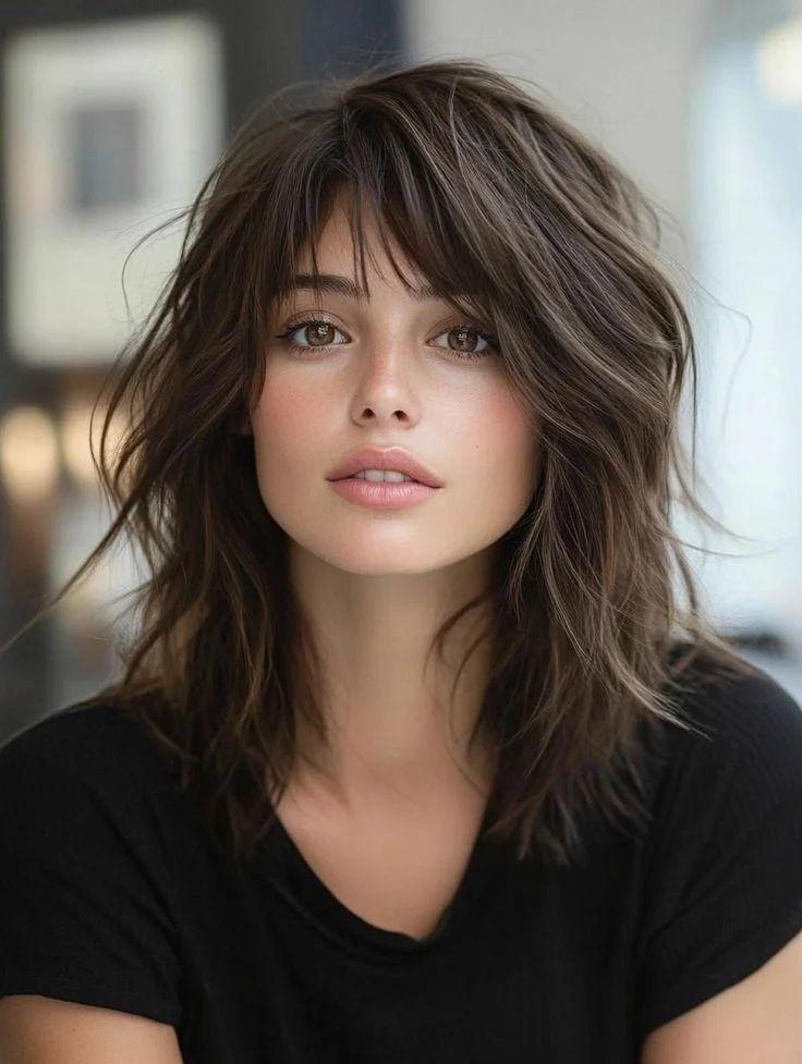 Shaggy medium wolf cut layers