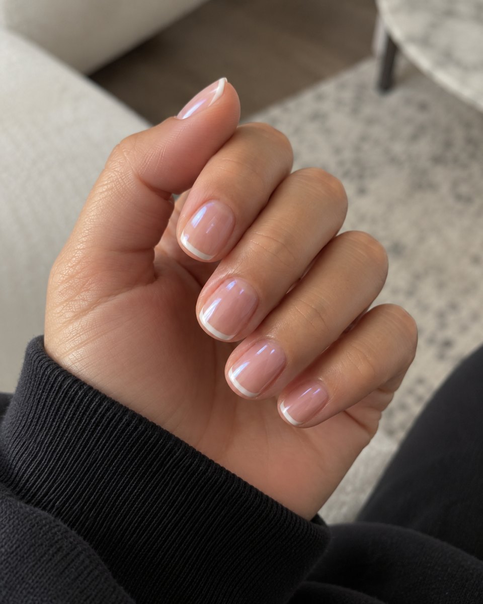 Gold pearl Hailey Bieber glazed donut french tips