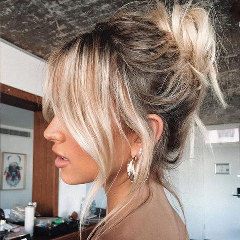 Short hair 90s updo texture