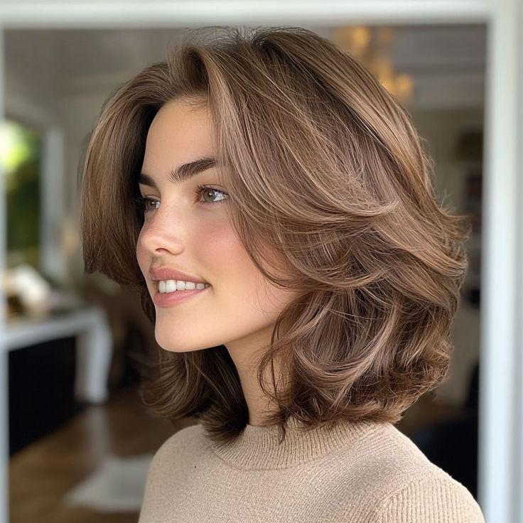 Shoulder length 90s layered blowout cut
